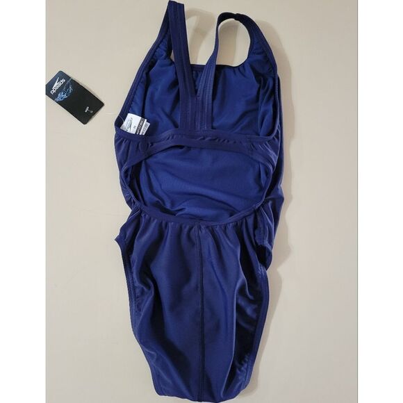 Speedo Women's Performance Navy Moderate Ultraback -PowerFLEX One Piece Swimsuit - Picture 7 of 8